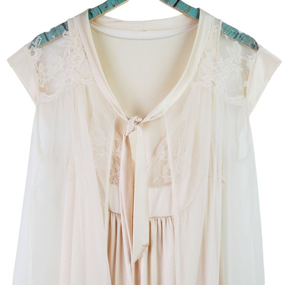 Vintage JC Penney 2 Pc Robe & Night Gown Silky Nylon Honeymoon Bridal Set, Sz M - Picture 4 of 10